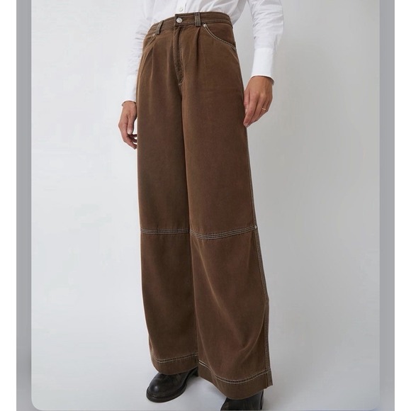 Rodebjer Pants - Rodebjer Eileen Ranch Cotton Pants in Dark Brown Size M EUC